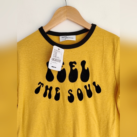 006 Mustard Yellow & Black T Shirt Feel The Soul by Part Friction S - Picture 2 of 6